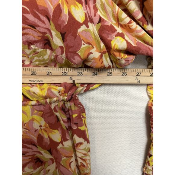 Torrid Plus SZ 4 Blouse Top Floral Ruffled V-Neck Long Sleeves Drawstring Waist - Picture 13 of 15